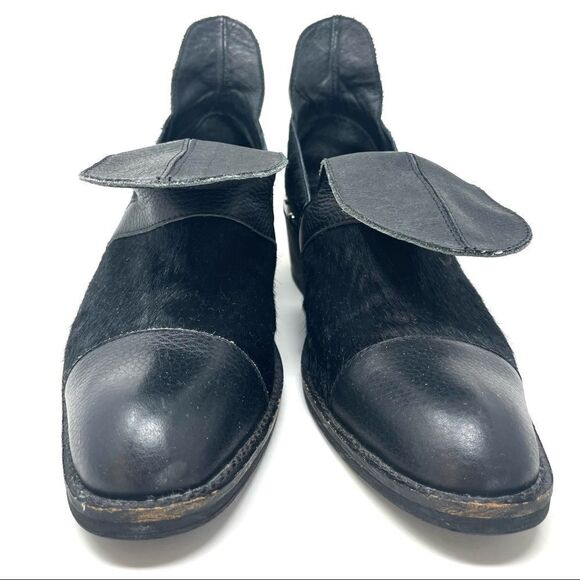 Yes Western Black Leather and Calf Hair Toe Cap Shoe/Bootie Size 8 - Picture 3 of 8